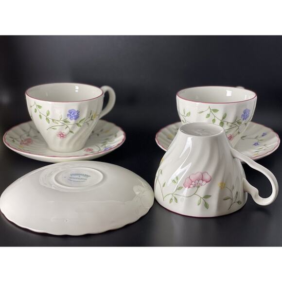 Johnson Brothers England "Summer Chintz" 6Pc. Coffee Tea Cup Saucer Set For 3 - Picture 8 of 13